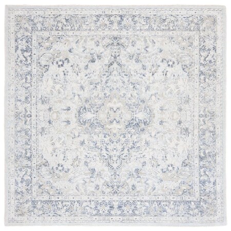 Safavieh 6 x 6 ft. Restoration Vintage Hand Loomed Square Area Rug Ivory & Blue RVT704A-6SQ